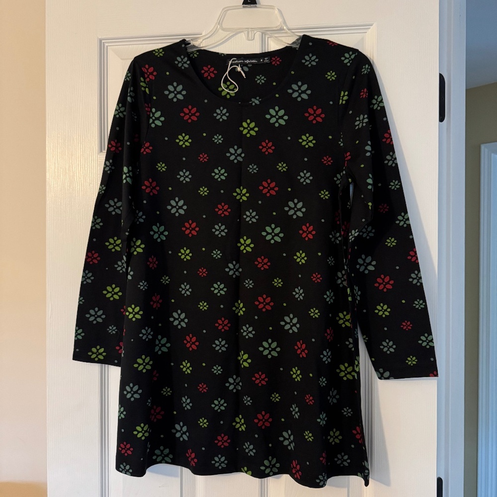 New Gudrun Sjödén Floral Flair Top – Size S, Organic Cotton/Modal Blend